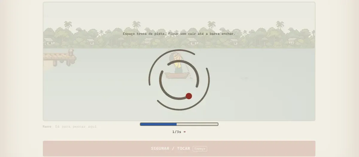 O minigame dos anéis, com o mundo desfocado por trás
